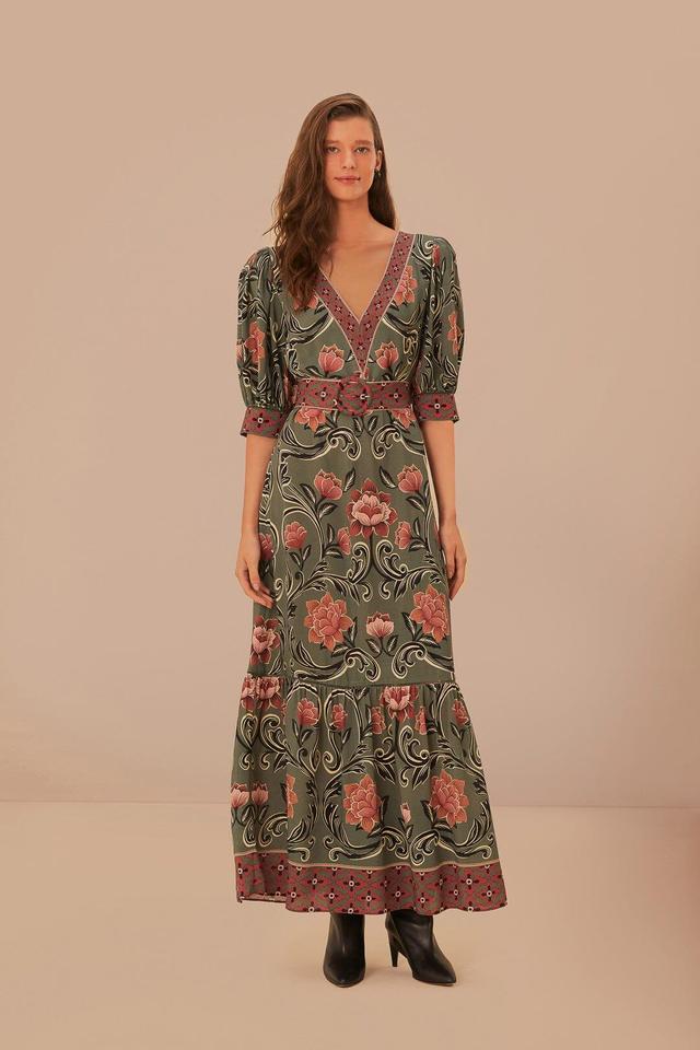 Arabesque Floral Green Maxi Dress, ARABESQUE FLORAL GREEN / S Product Image