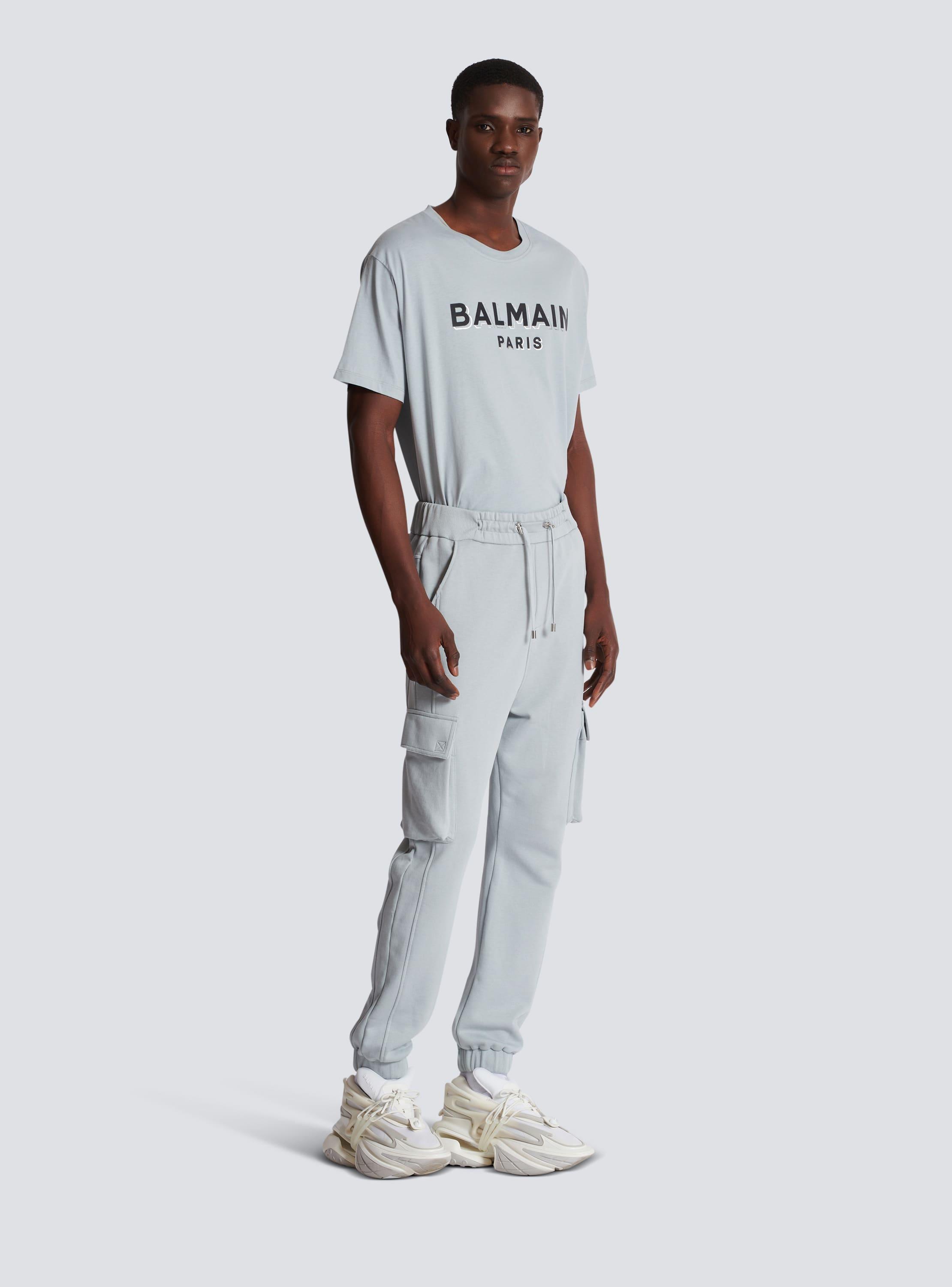 Cargo joggers with Balmain Paris print Product Image