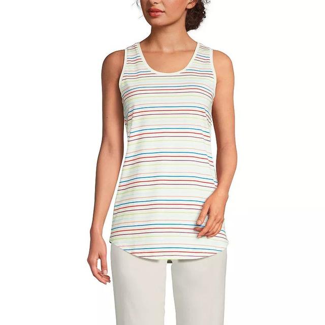 Petite Lands End Supima Cotton Scoopneck Tunic Tank Top, Womens Mint Ivory Product Image