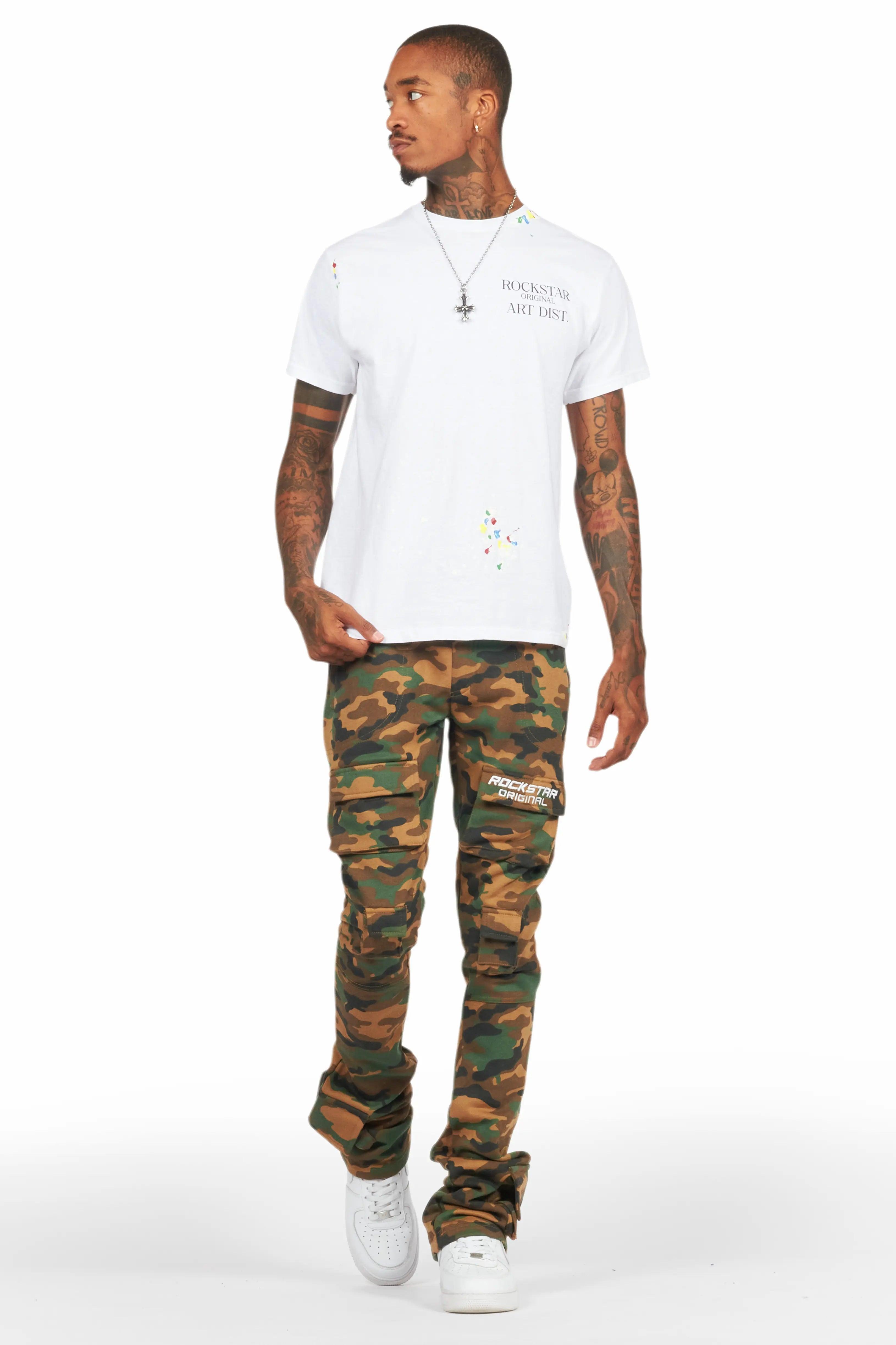 Connor Faded Camo Stacked Flare Track Pant Male Product Image