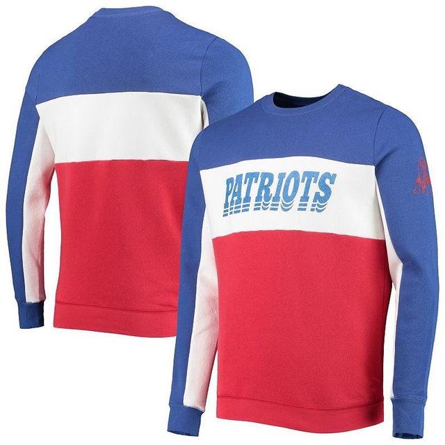 Mens Junk Food Royal/Red New England Patriots Color Block Pullover Sweatshirt Product Image