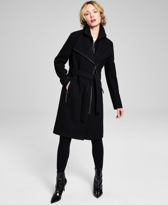 Calvin Klein Womens Wool Blend Belted Wrap Coat, Created for Macys Product Image