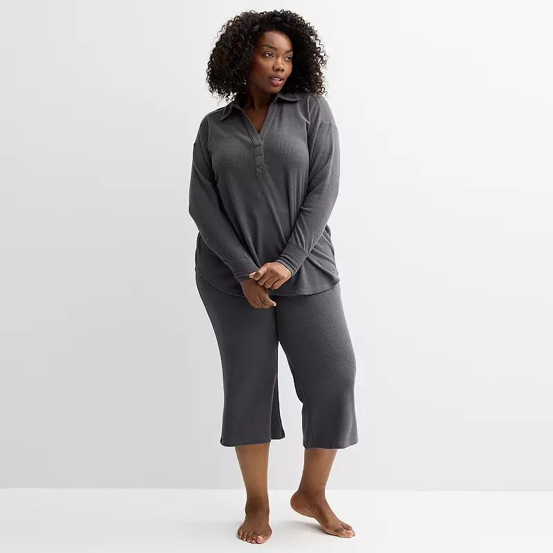 Plus Size Sonoma Goods For Life Y-Neck Pajama Top, Womens Product Image