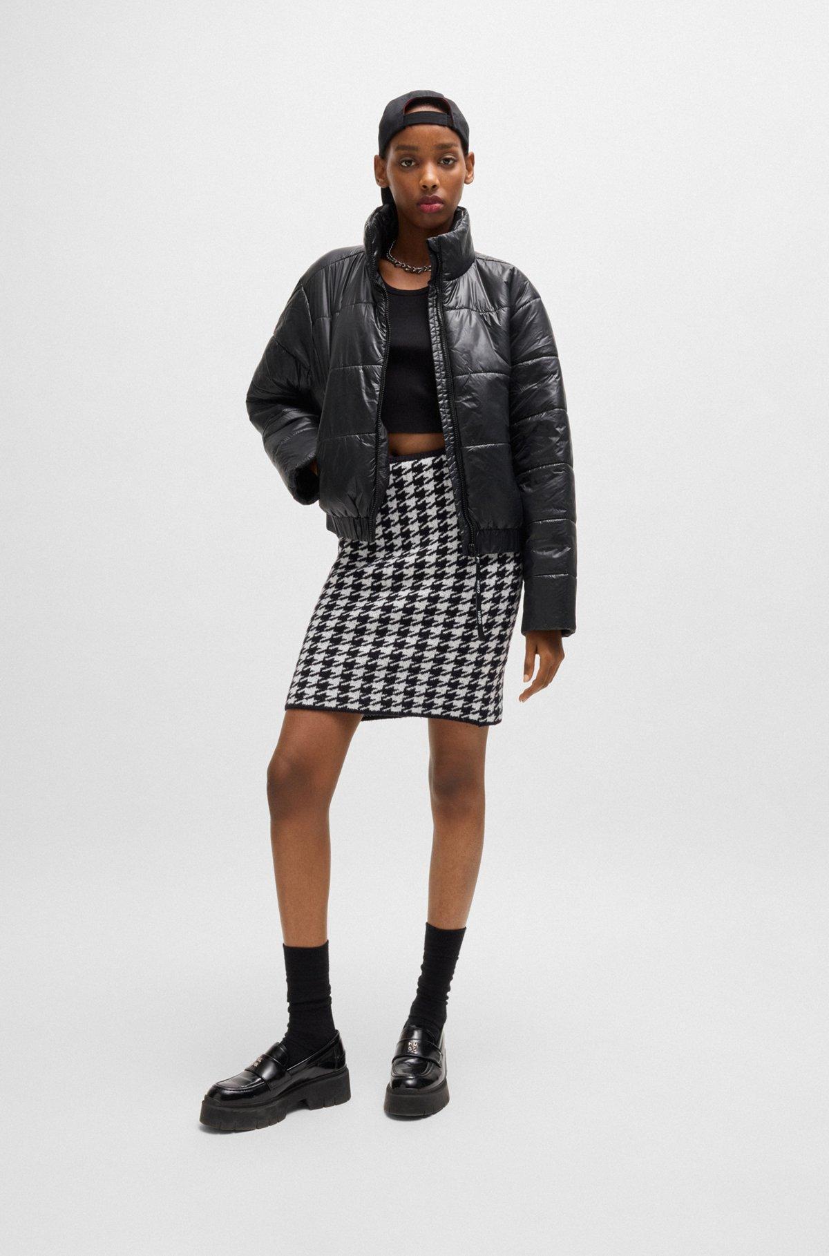 Slim-fit mini skirt in a houndstooth cotton blend Product Image