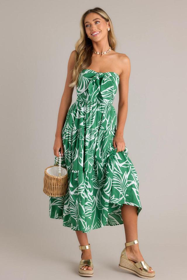 Beachfront Kelly Green 100% Cotton Strapless Midi Dress Product Image