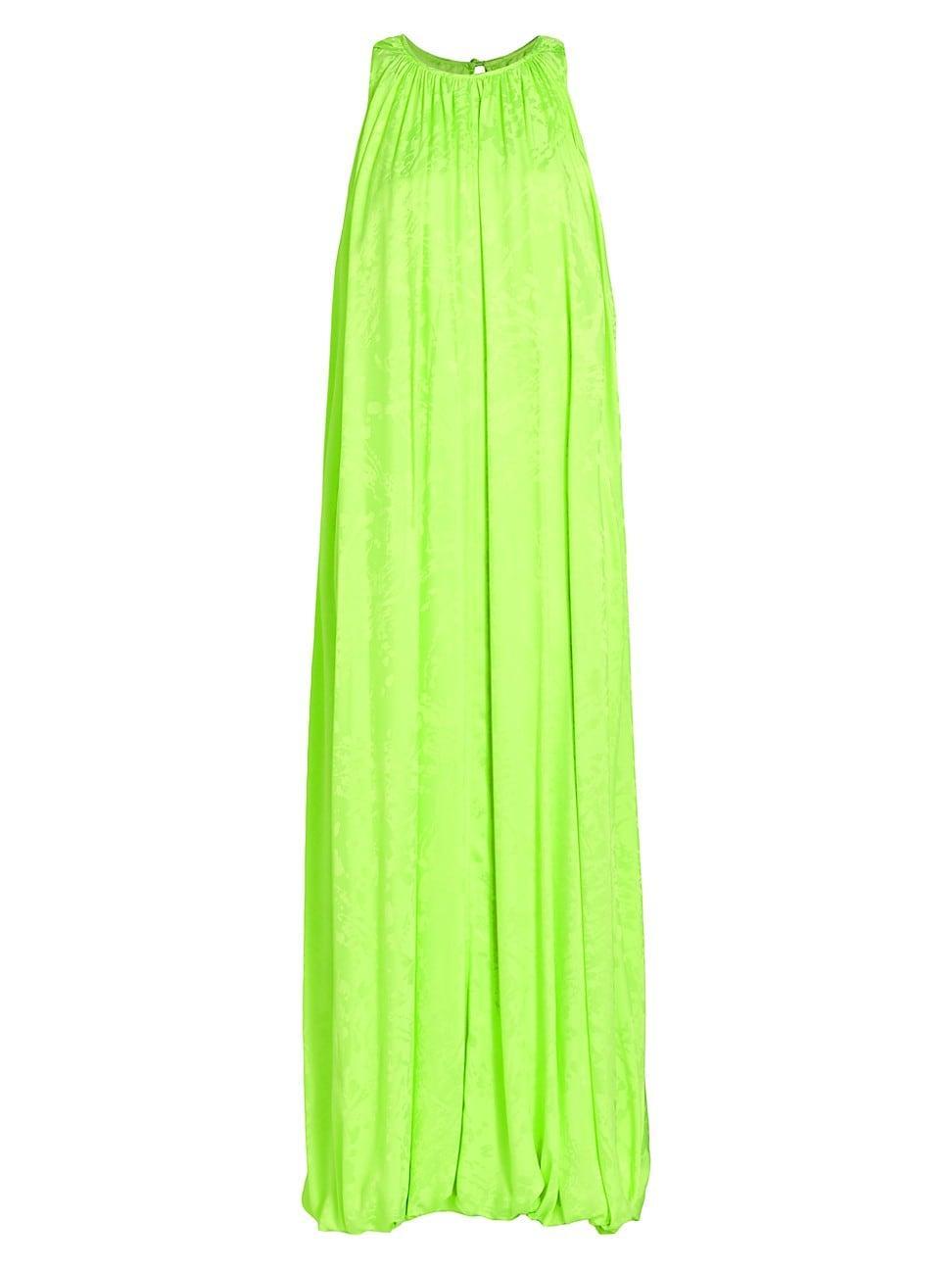 Womens Pleated Jacquard-Patterned Balloon Dress Product Image