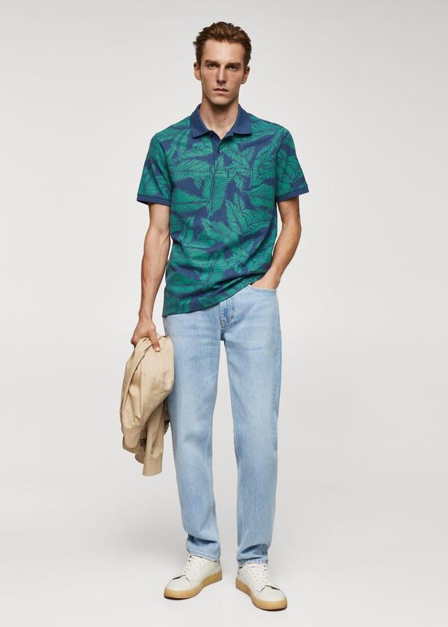 MANGO MAN - Tropical print cotton polo shirt greenMen Product Image