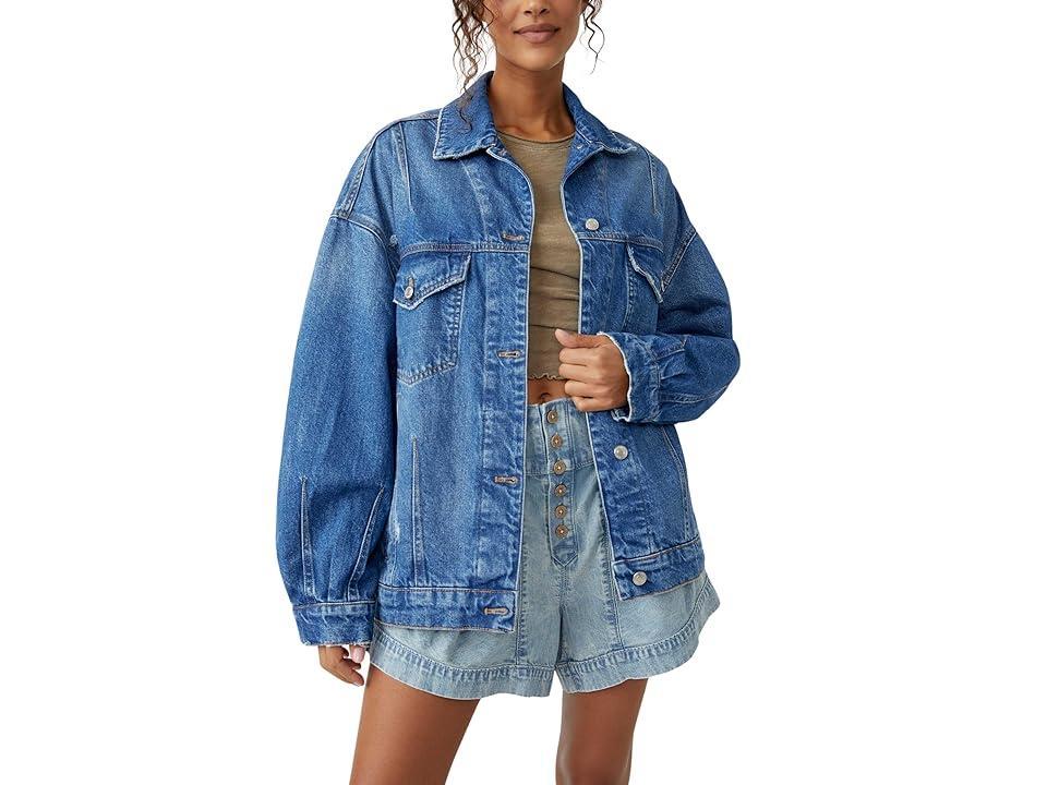 Free People All In Oversize Distressed Denim Trucker Jacket Product Image