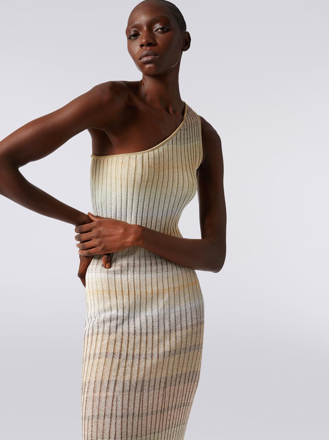 Long ribbed one-shoulder dress with lurex Multicoloured | Missoni Product Image