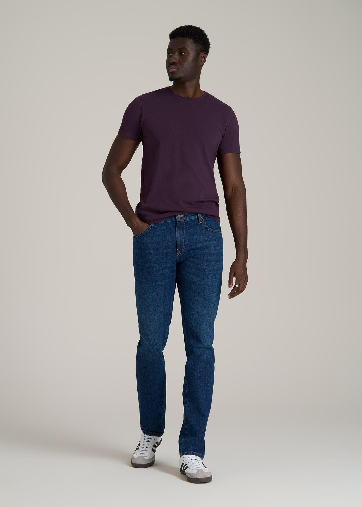 Stretch Cotton MODERN-FIT T-Shirt for Tall Men in Midnight Plum Product Image