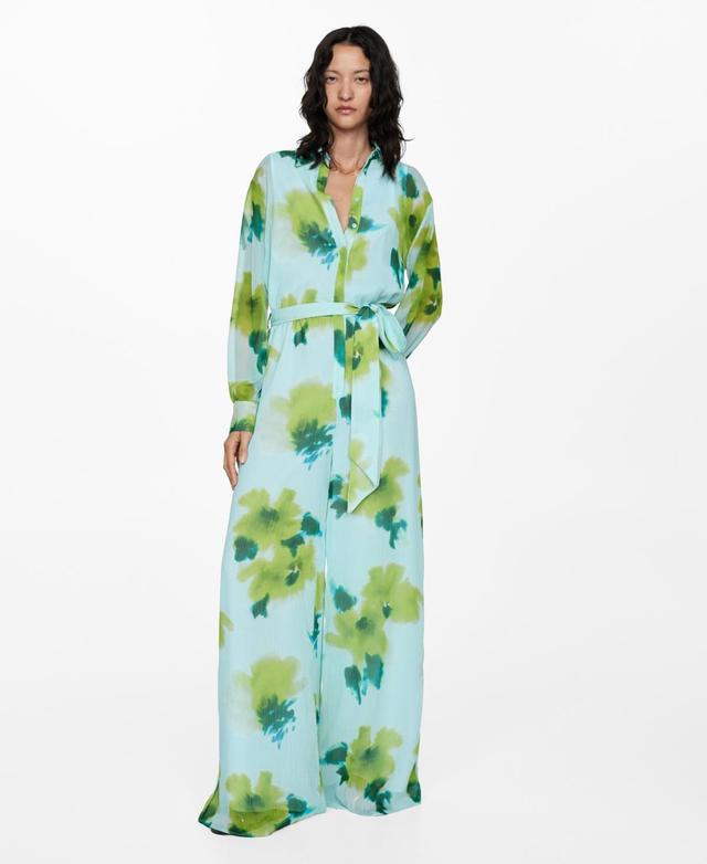 Mango Womens Bow Detail Printed Jumpsuit Product Image