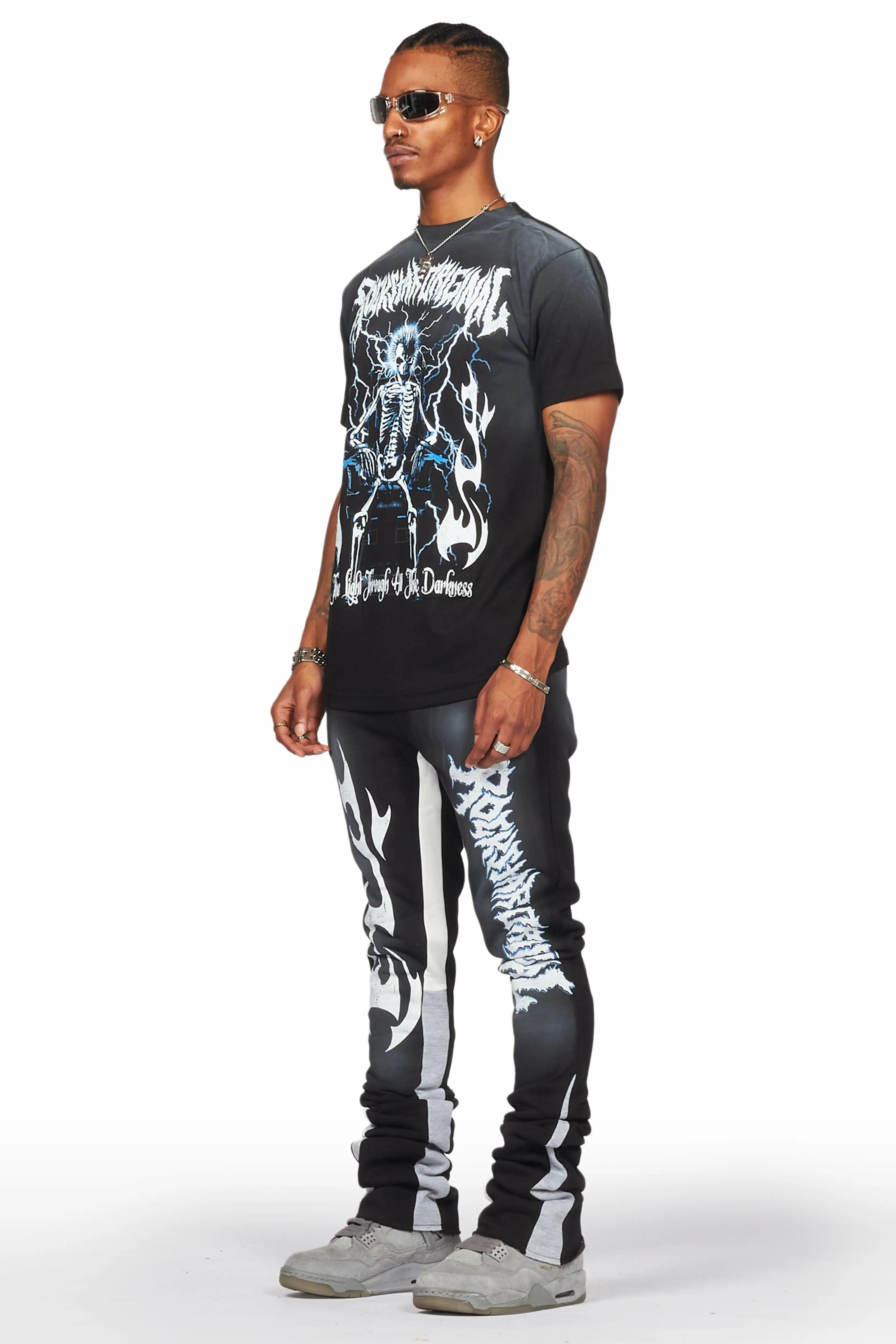 Deathrow Black T-Shirt/Super Stacked Flare Pant Set Male Product Image