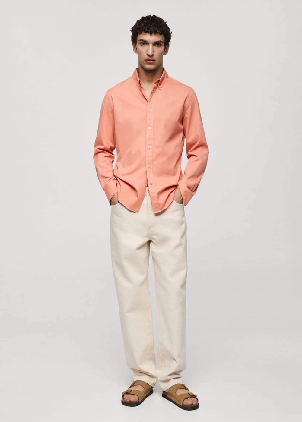 MANGO MAN - 100% cotton regular-fit shirt orangeMen product image