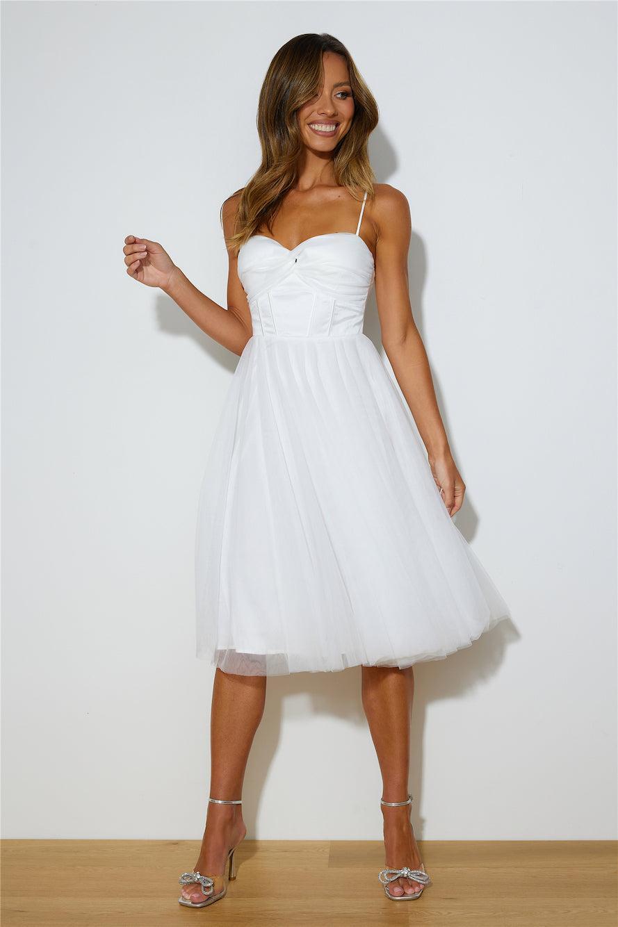 Glam Feeling Tulle Midi Dress White  Product Image