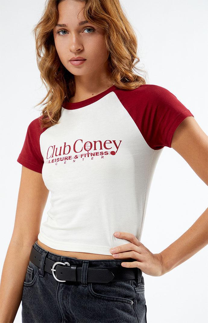 Coney Island Picnic Women's Club Coney Raglan T-Shirt in White/Red - Product Image