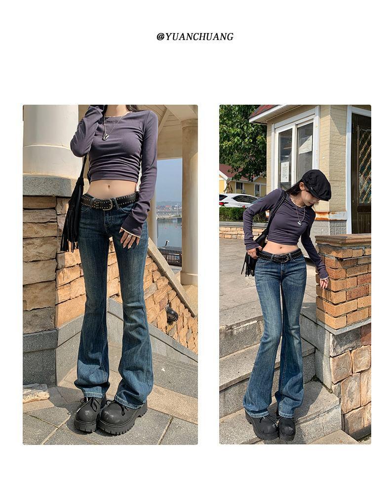 Low Rise Washed Bootcut Jeans (Various Designs) Product Image