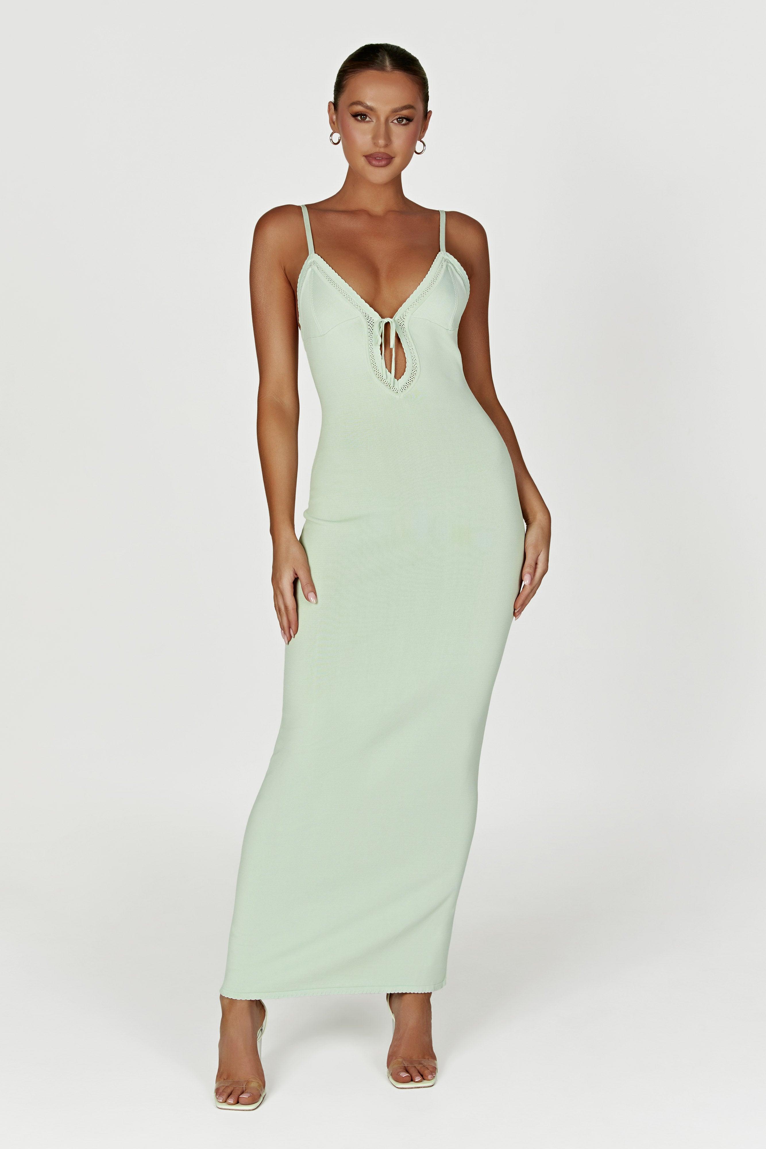 Maia Pointelle Knit Maxi Dress - Pistachio Green Product Image