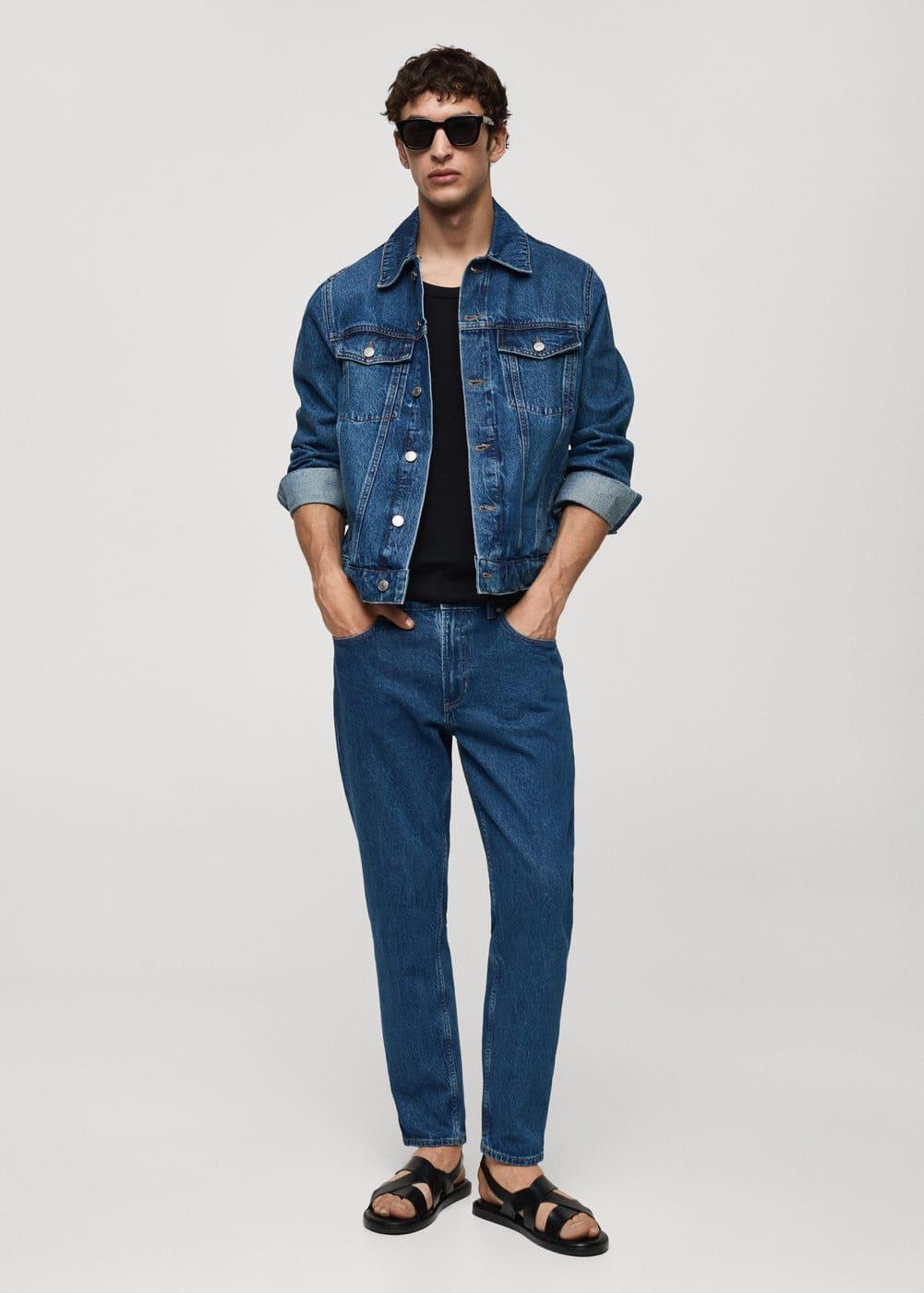 MANGO MAN - Ben tapered cropped jeans dark blueMen Product Image