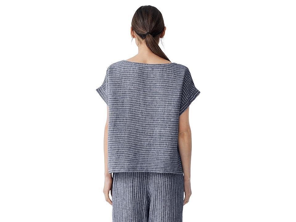 Eileen Fisher Ballet Neck Square Top (Ocean) Women's Clothing Product Image