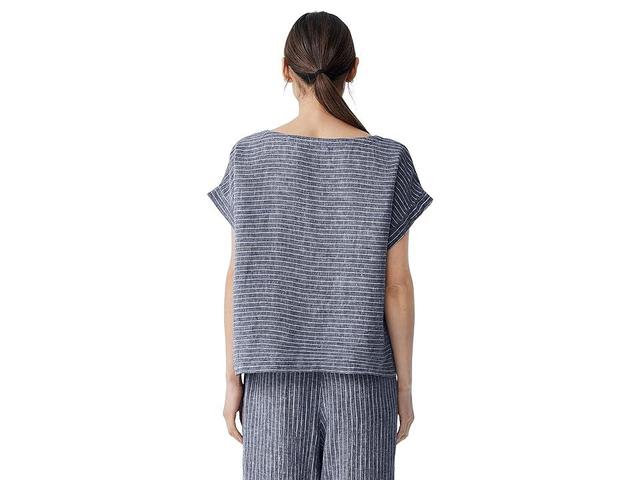 Eileen Fisher Ballet Neck Square Top (Ocean) Women's Clothing Product Image