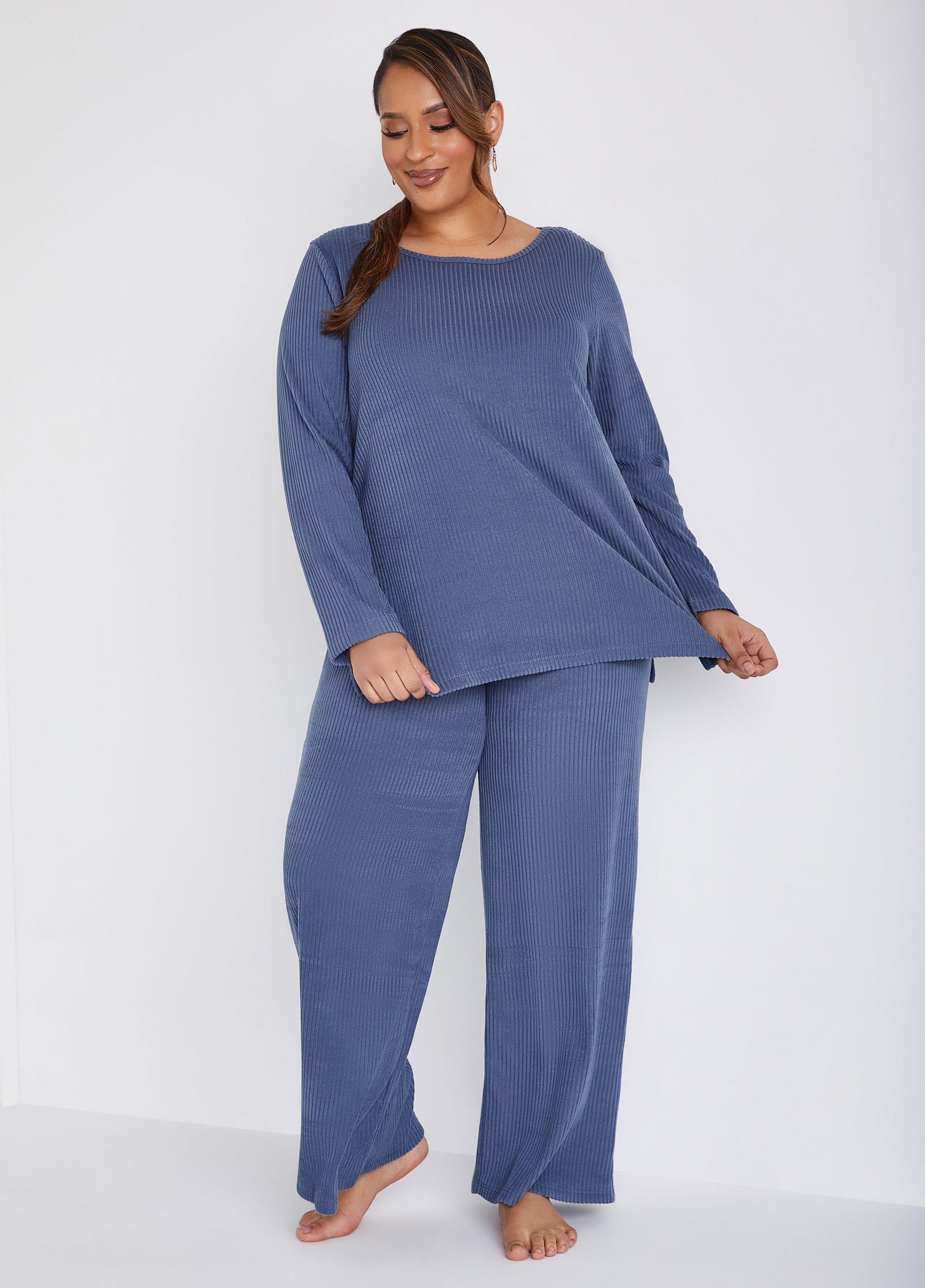 Plus Size Ribbed Fleece Lounge Pants Ashley Stewart Product Image