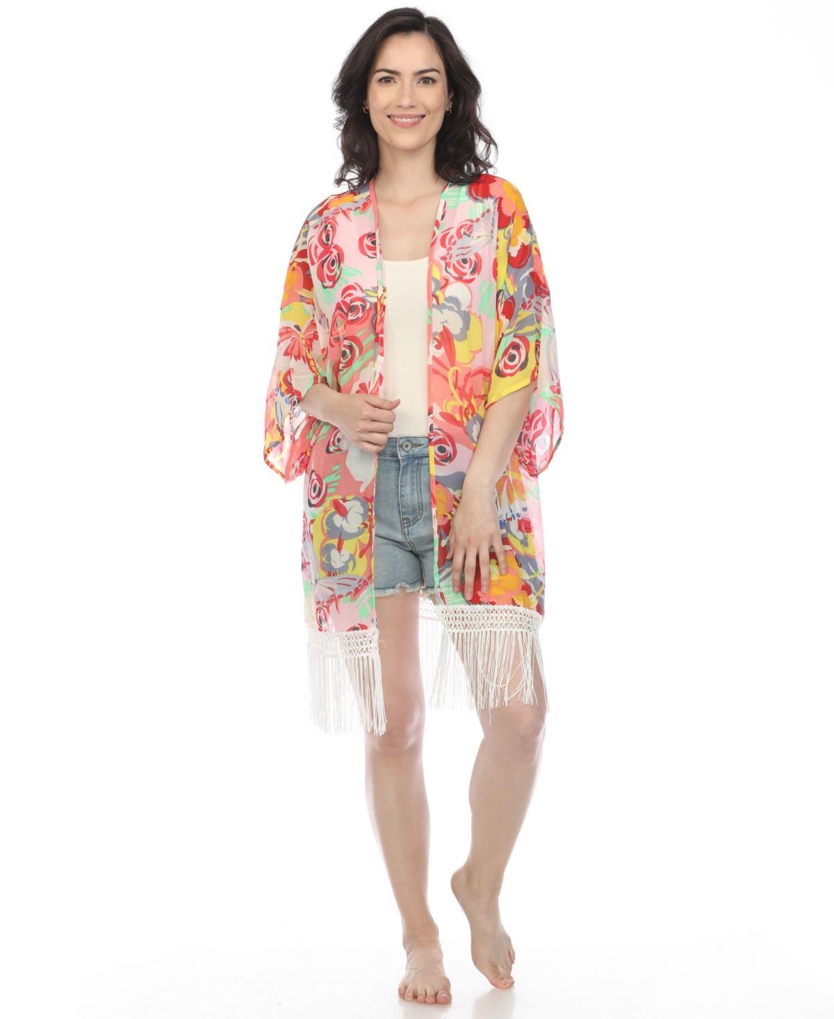 White Mark Womens Sheer Fringe Kimono Product Image