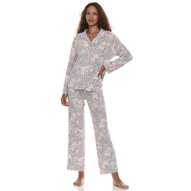 Womens Flora by Flora Nikrooz Lindsey Collared Button-Down Top & Pants Pajama Set Product Image