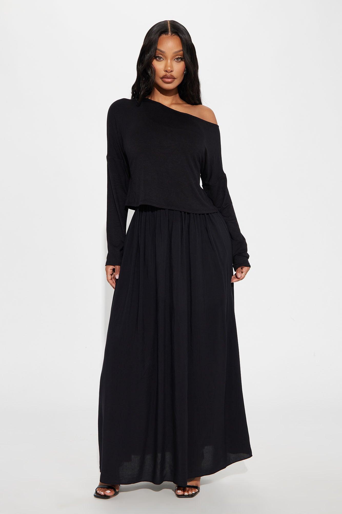 Brittney 2 Piece Maxi Dress Set - Black Product Image