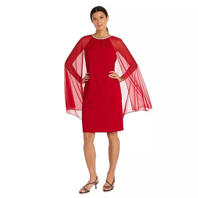 Womens R&M Richards Rhinestone-Neck Caped Dress Product Image