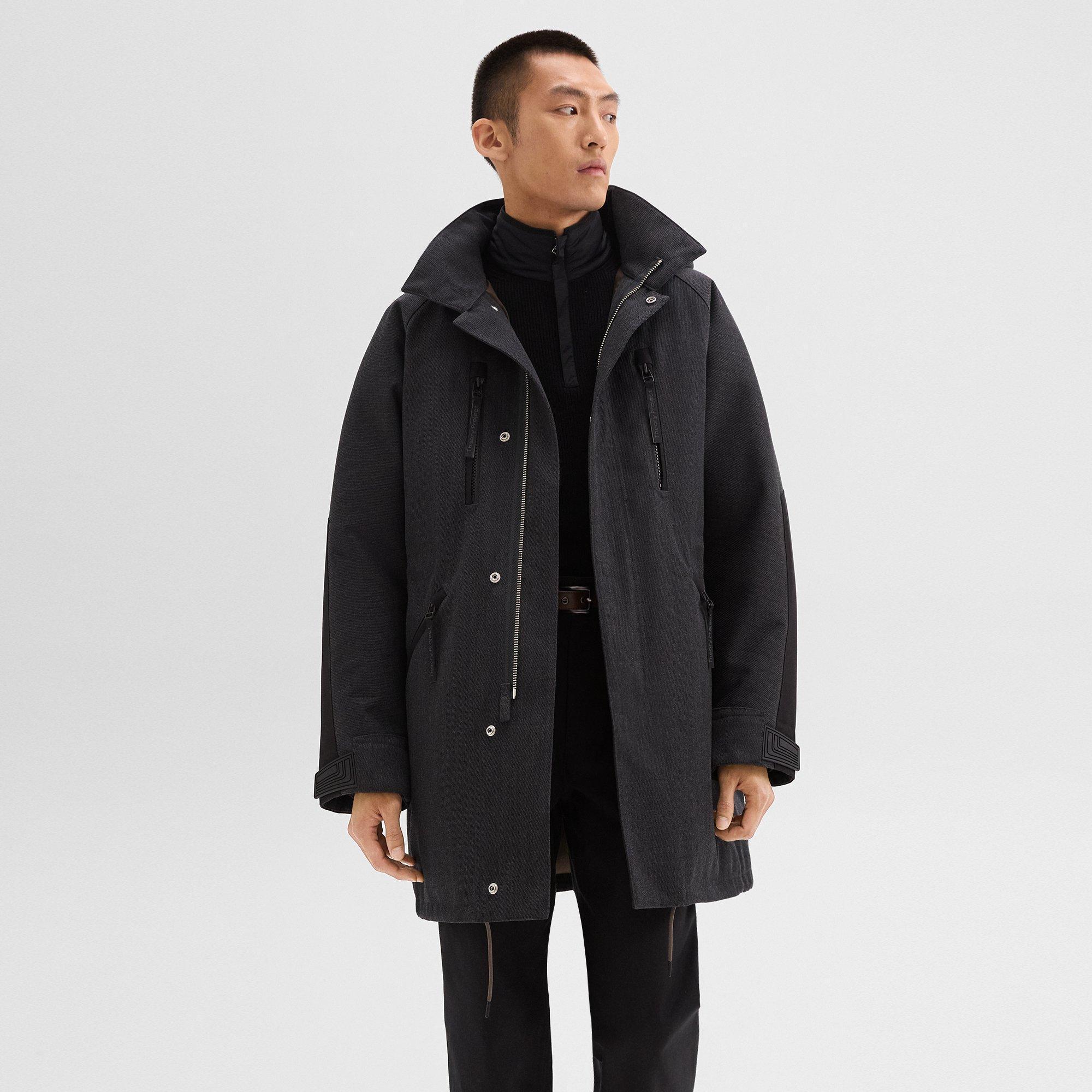 Wool-Blend Twill Hooded Parka | Theory Product Image