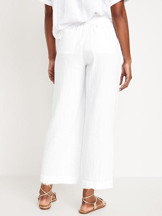 High-Waisted Crinkle Gauze Pull-On Ankle Pants Product Image