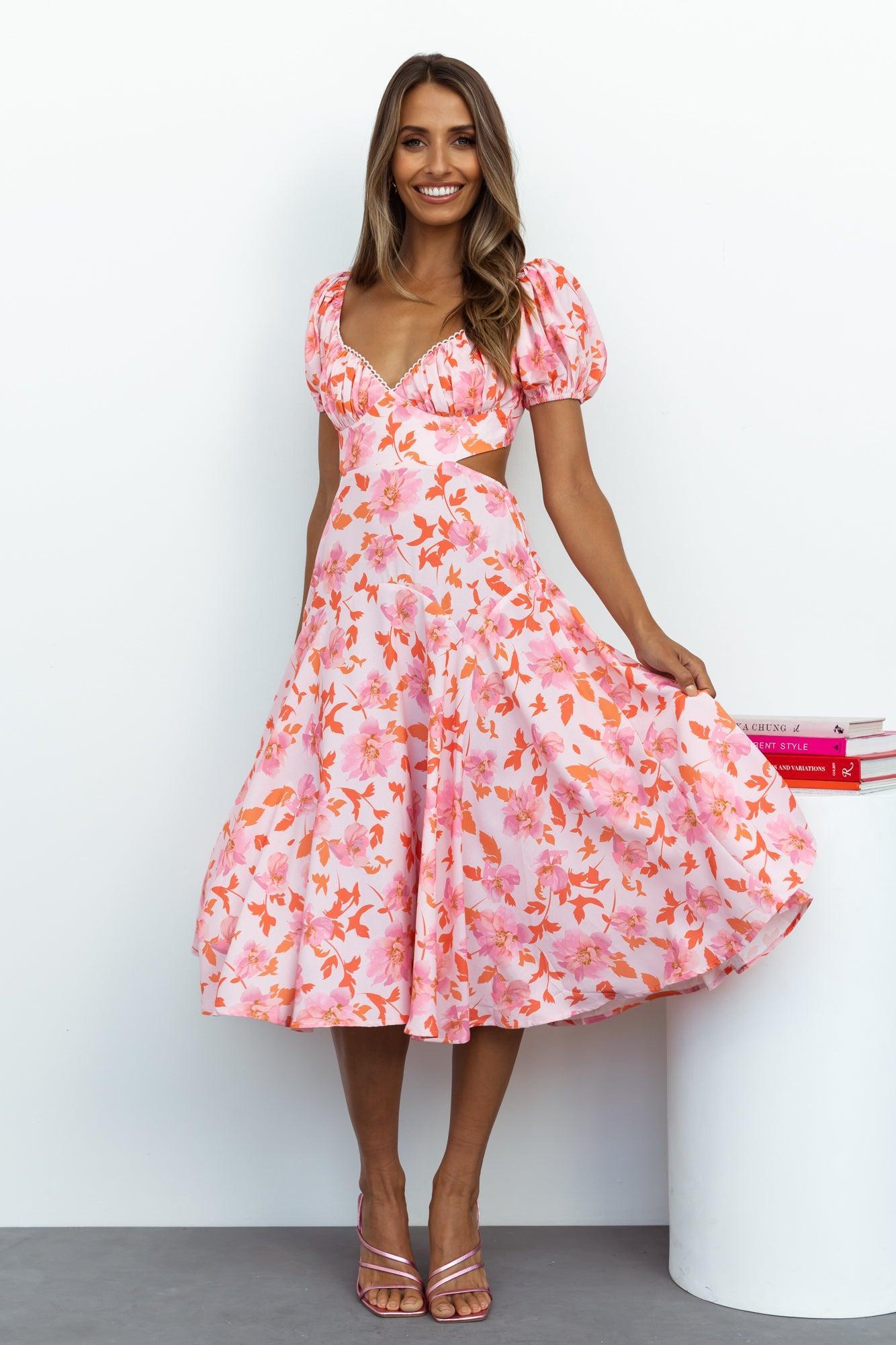 Dish It Out Midi Dress Pink Product Image