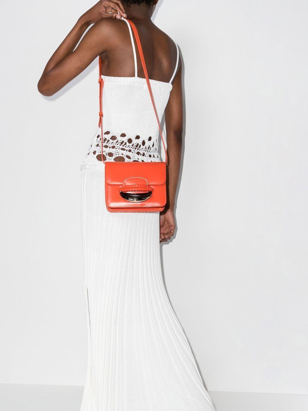 Kattie Crossbody Bag In Calf Leather With Braided Detail In Orange Product Image