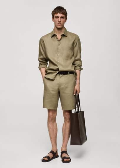 Mango Mens Linen Shirt Product Image