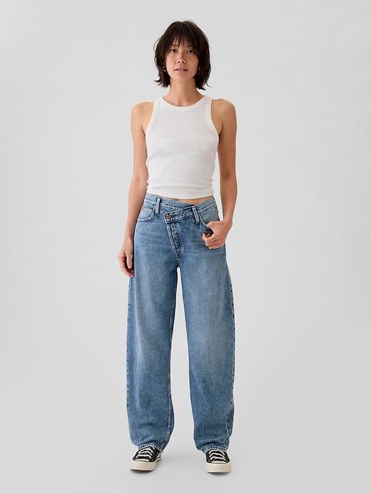 High Rise Crossover Barrel Jeans product image