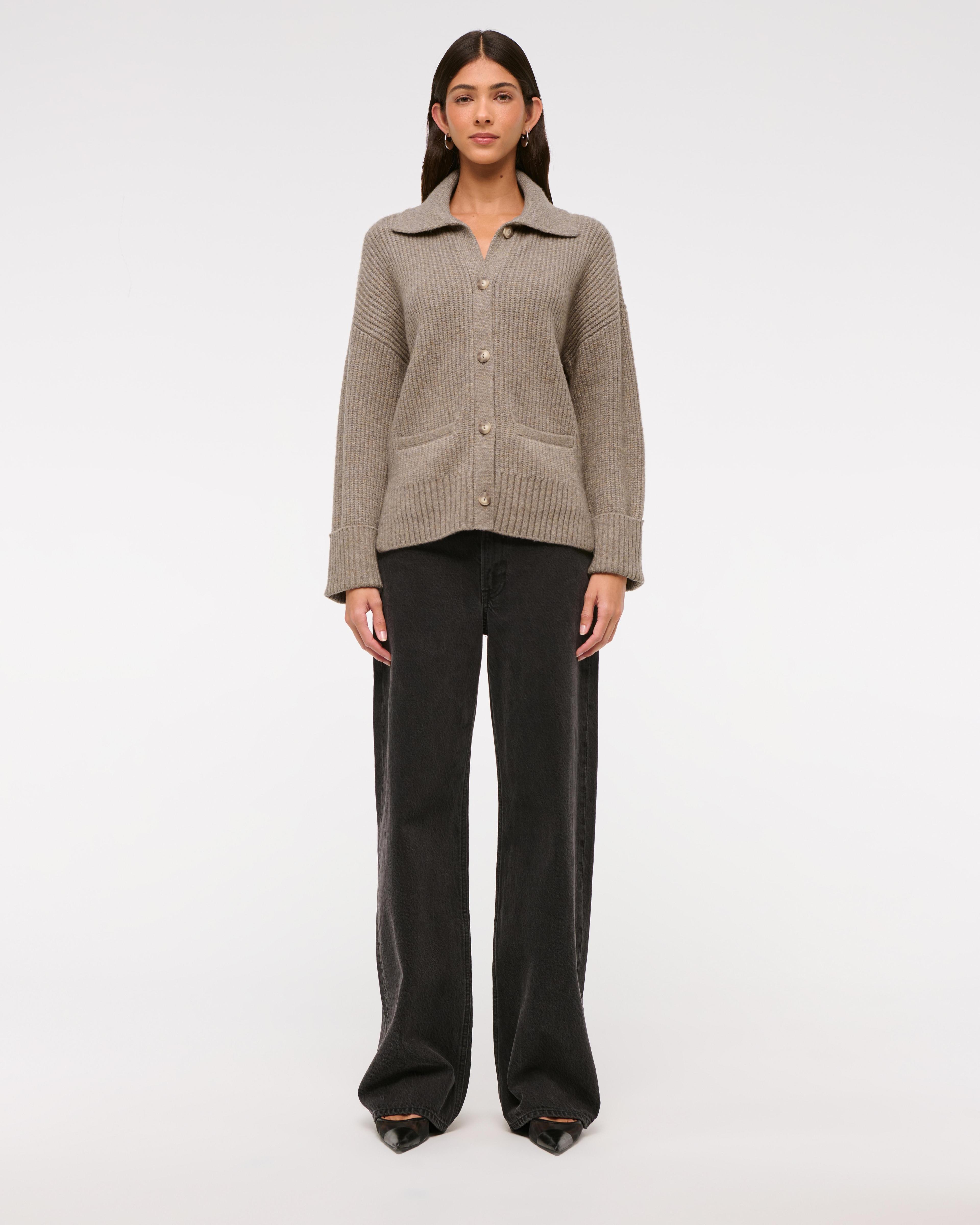 Ribbed Collared Cardigan Product Image