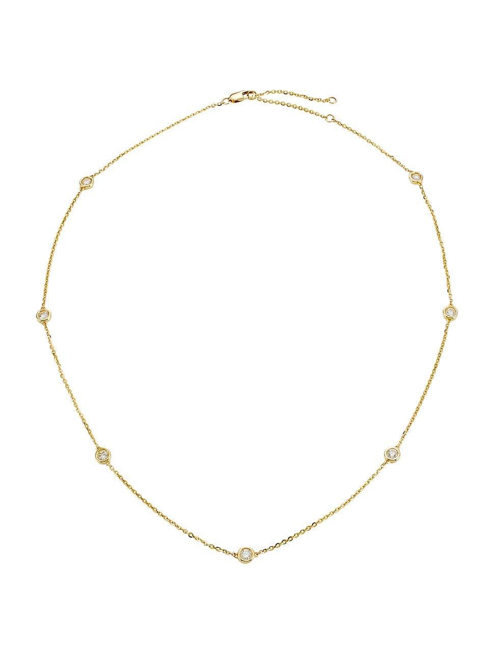 Womens 14K Gold & 0.70 TCW Diamond Station Necklace Product Image