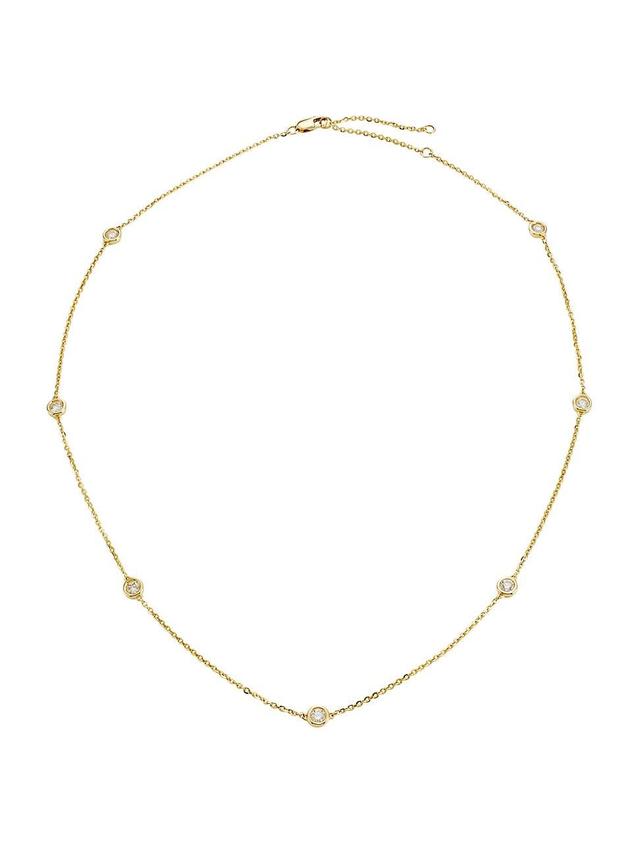 Womens 14K Gold & 0.70 TCW Diamond Station Necklace Product Image