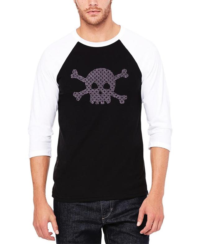 Mens Raglan Baseball Word Art Xoxo Skull T-shirt Product Image