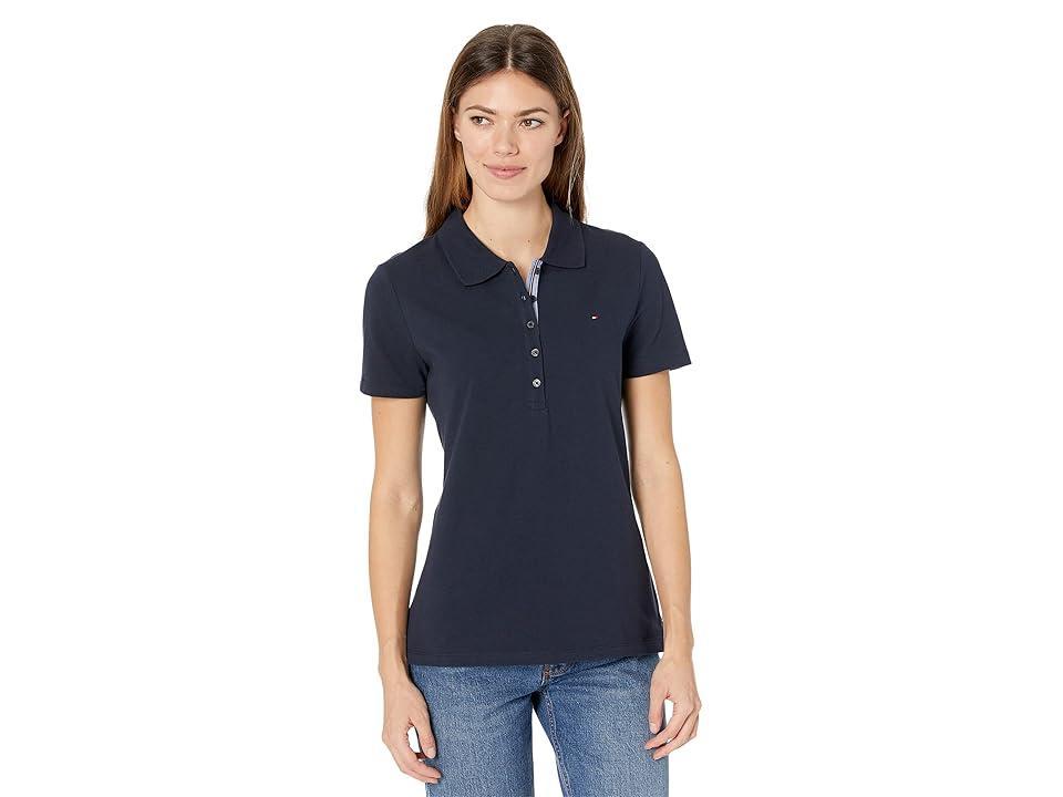 Tommy Hilfiger Solid Short Sleeve Polo Women's Clothing Product Image