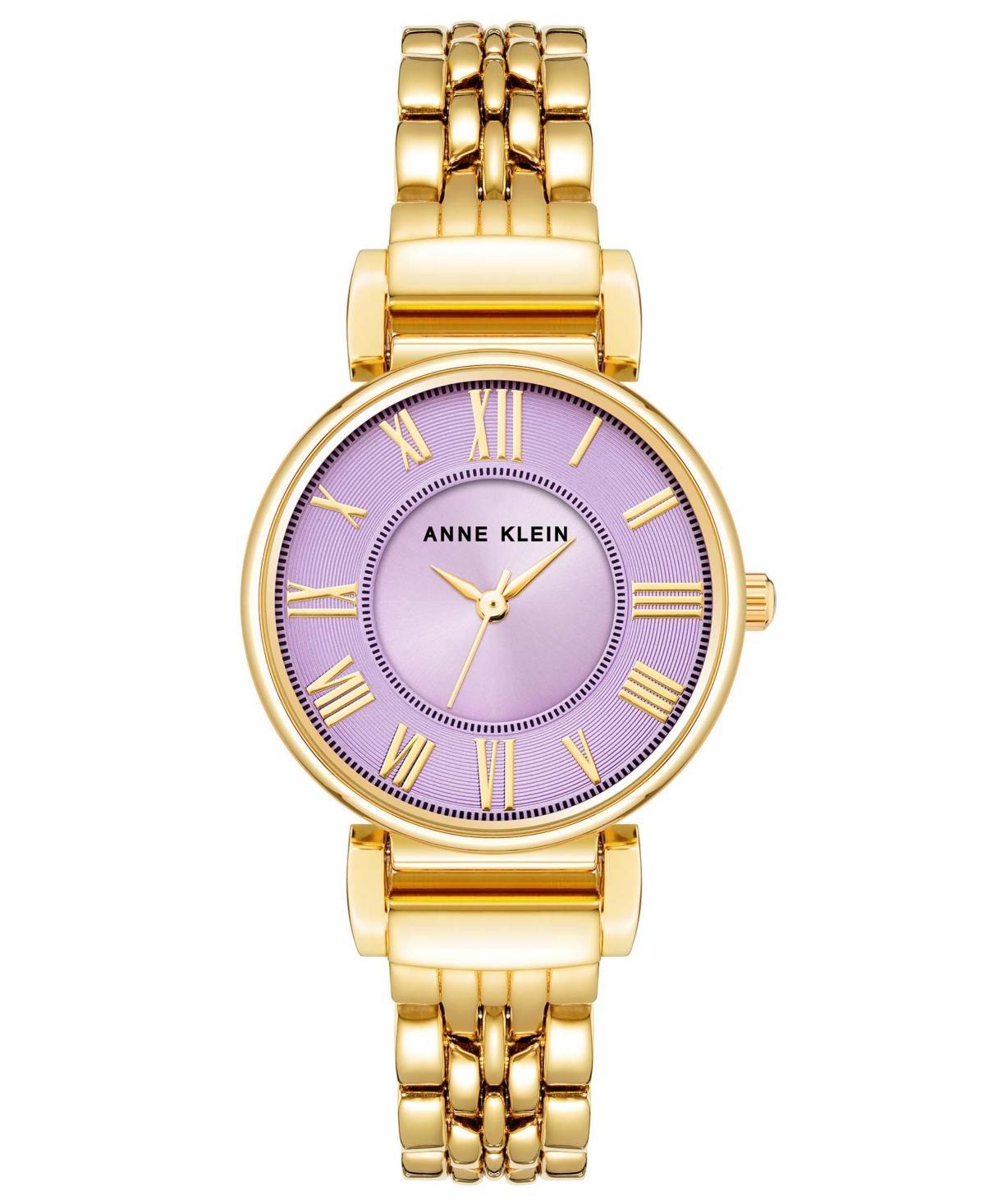 Anne Klein Womens Three Hand Quartz Round Gold-Tone Alloy Link Bracelet Watch, 30mm - Gold Product Image