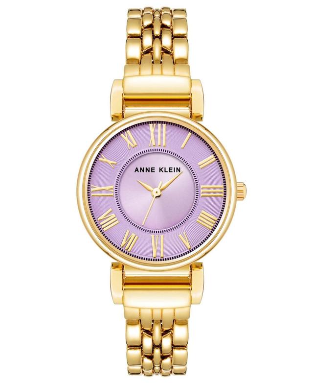 Anne Klein Womens Three Hand Quartz Round Gold-Tone Alloy Link Bracelet Watch, 30mm - Gold Product Image