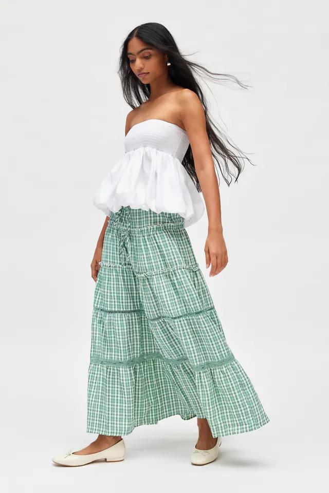 Daisy Street Tiered Gingham Maxi Skirt Product Image