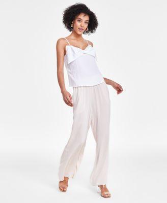 Bar Iii Womens Silky Pull-On Wide-Leg Pants, Created for Macys Product Image