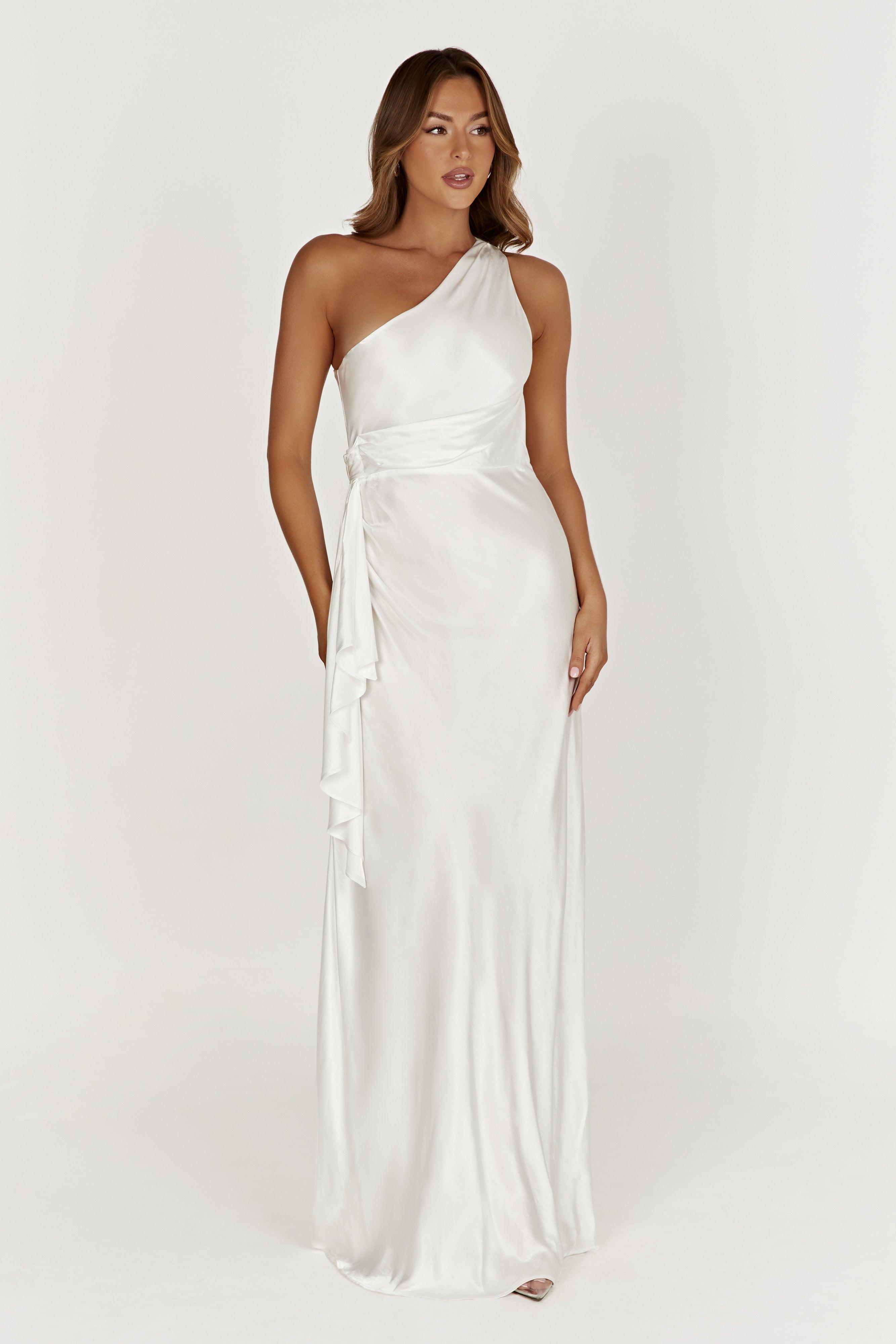 Calliope One Shoulder Maxi Dress - White Product Image