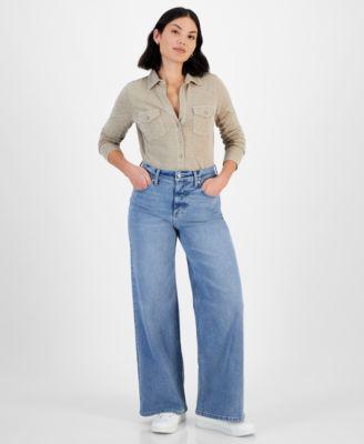 Petite High Rise Wide-Leg Jeans Product Image