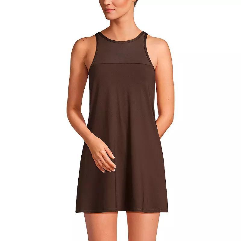 Womens Lands End High Neck Swim Dress One-Piece Swimsuit Product Image