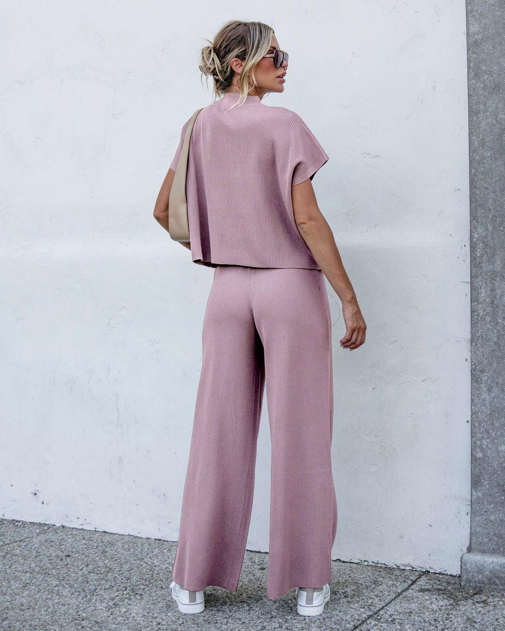 Muse By Magnolia Ribbed Lounge Pants - Mauve Product Image