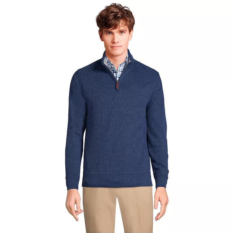 Mens Lands End Bedford Regular-Fit Ribbed Quarter-Zip Pullover Sweater Radiant Blue Product Image