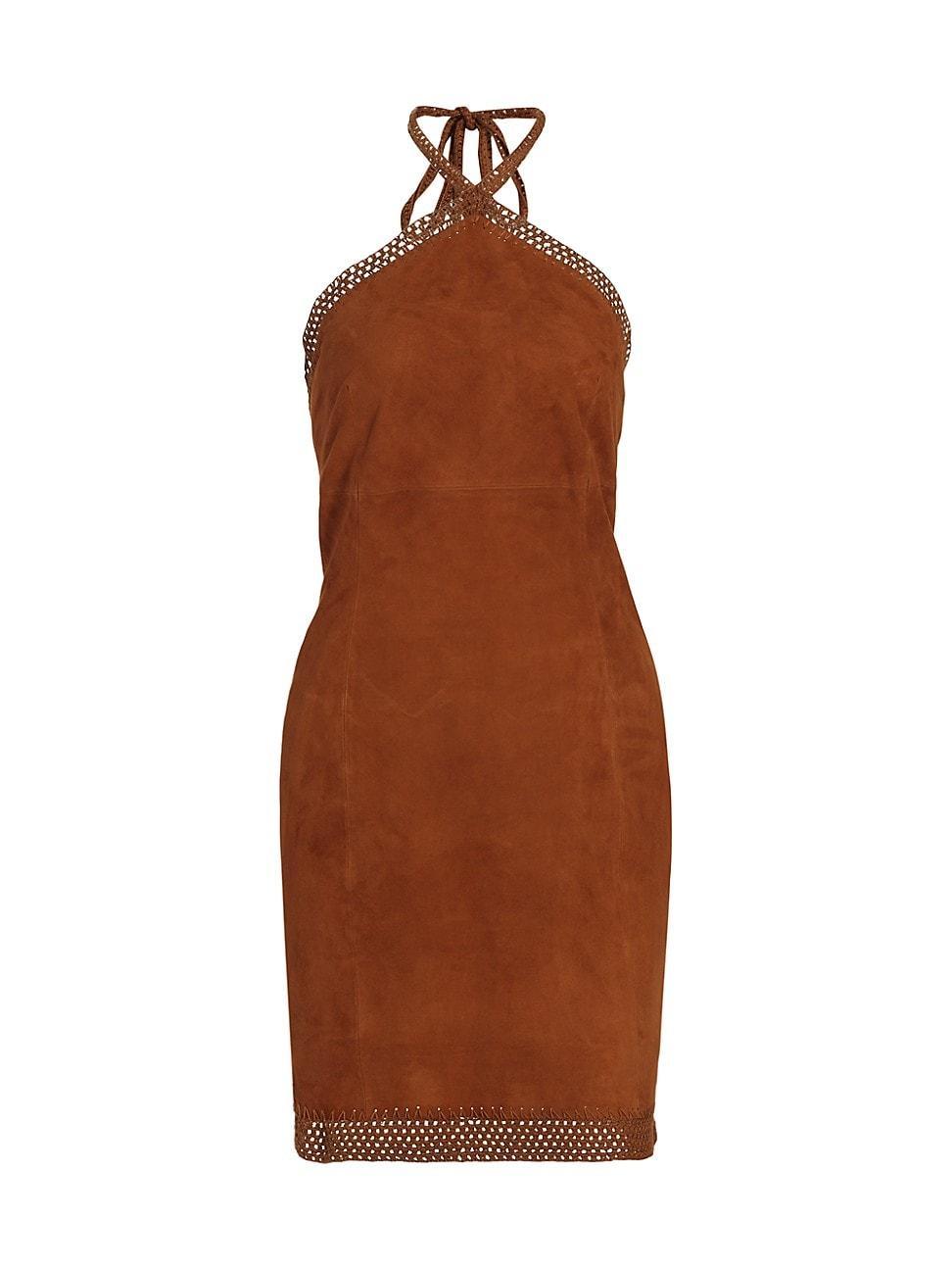 Womens Crochet Trim Suede Minidress product image